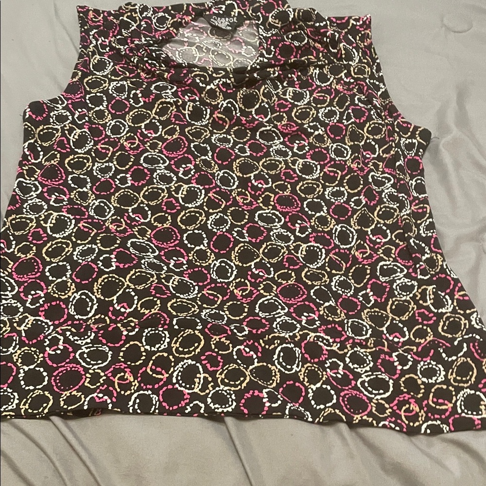 George Black Blouse with Pink and White Circles